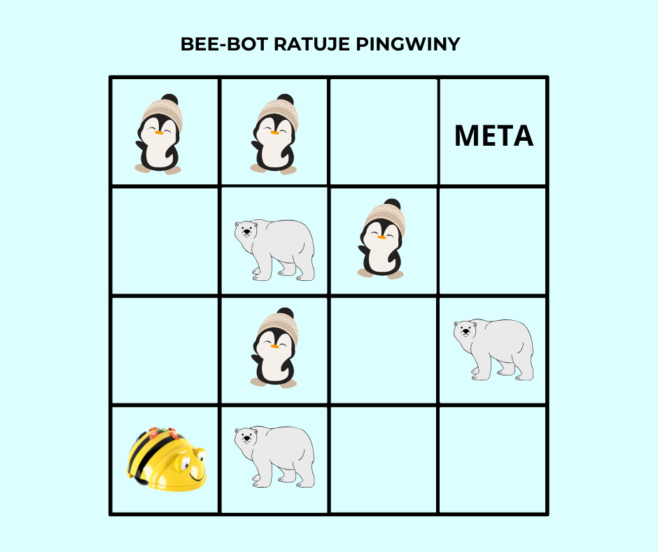 Bee-Bot ratuje pingwiny - gra edukacyjna do pobrania 